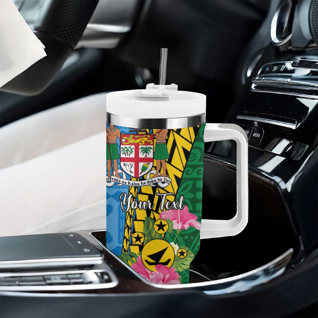 Personalised Malampa Fiji Day Tumbler With Handle Tropical Tapa Pattern