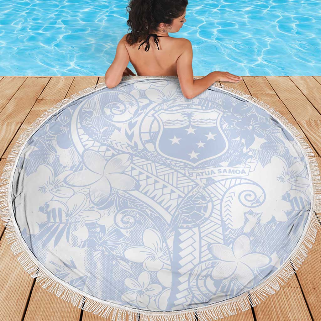 Samoa White Sunday Beach Blanket Plumeria Floral