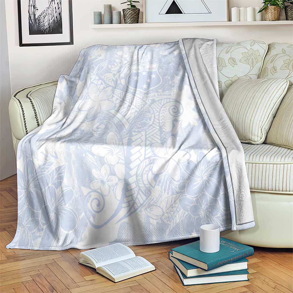 Samoa White Sunday Blanket Plumeria Floral LT01 White - Polynesian Pride