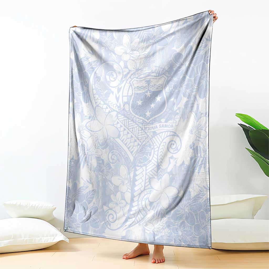 Samoa White Sunday Blanket Plumeria Floral LT01 - Polynesian Pride
