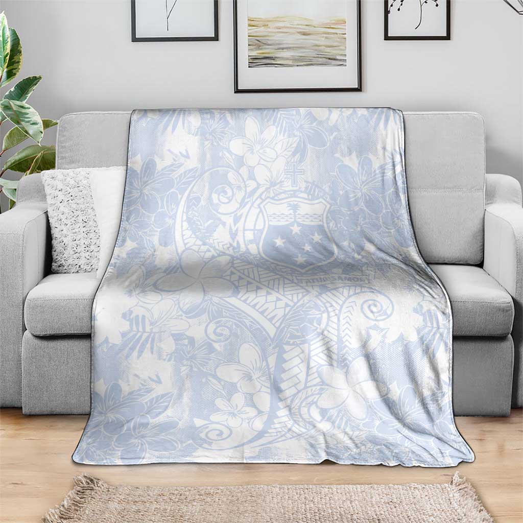 Samoa White Sunday Blanket Plumeria Floral LT01 - Polynesian Pride