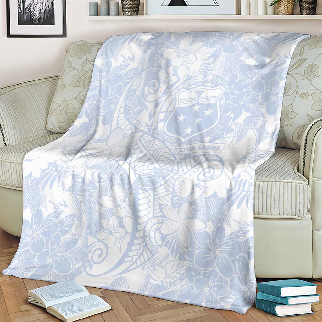 Samoa White Sunday Blanket Plumeria Floral LT01 - Polynesian Pride