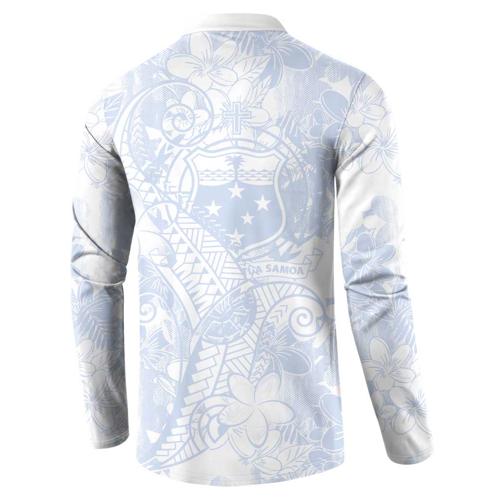 Samoa White Sunday Button Sweatshirt Plumeria Floral LT01 - Polynesian Pride