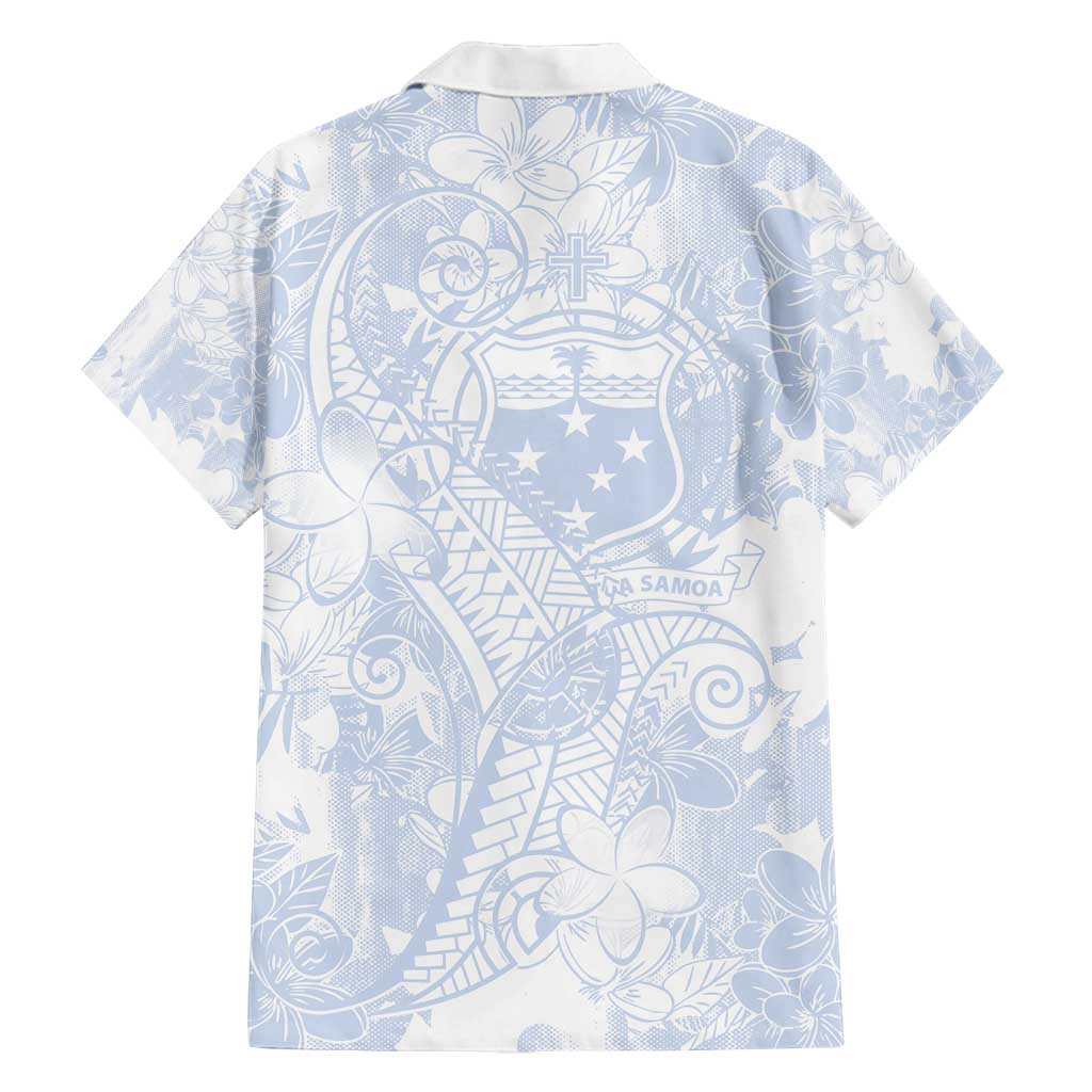 Samoa White Sunday Family Matching Long Sleeve Bodycon Dress and Hawaiian Shirt Plumeria Floral LT01 - Polynesian Pride