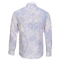 Samoa White Sunday Family Matching Long Sleeve Bodycon Dress and Hawaiian Shirt Plumeria Floral LT01 - Polynesian Pride