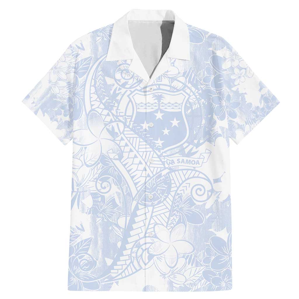 Samoa White Sunday Family Matching Mermaid Dress and Hawaiian Shirt Plumeria Floral LT01 Dad's Shirt - Short Sleeve White - Polynesian Pride