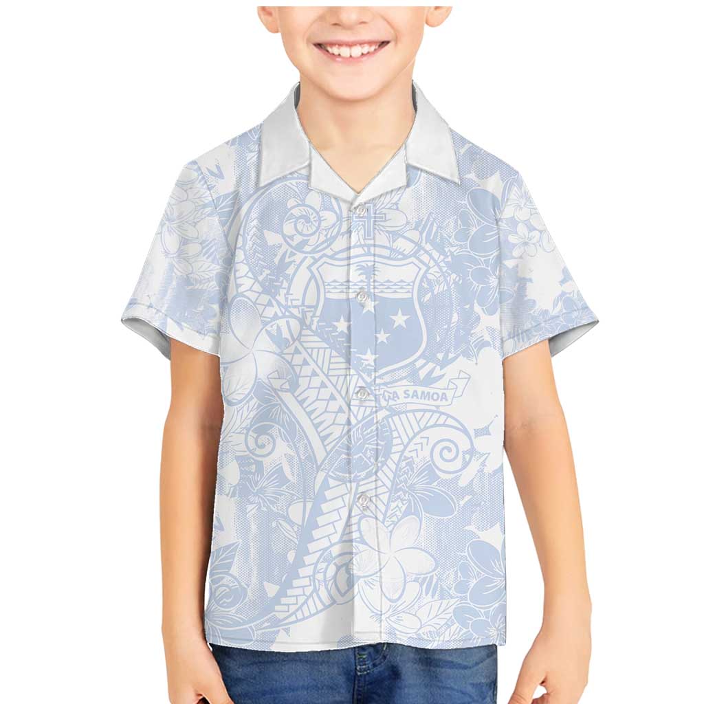 Samoa White Sunday Family Matching Mermaid Dress and Hawaiian Shirt Plumeria Floral LT01 Son's Shirt White - Polynesian Pride
