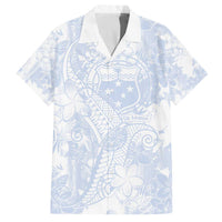 Samoa White Sunday Family Matching Off The Shoulder Long Sleeve Dress and Hawaiian Shirt Plumeria Floral LT01 Dad's Shirt - Short Sleeve White - Polynesian Pride