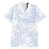 Samoa White Sunday Family Matching Short Sleeve Bodycon Dress and Hawaiian Shirt Plumeria Floral LT01 Dad's Shirt - Short Sleeve White - Polynesian Pride
