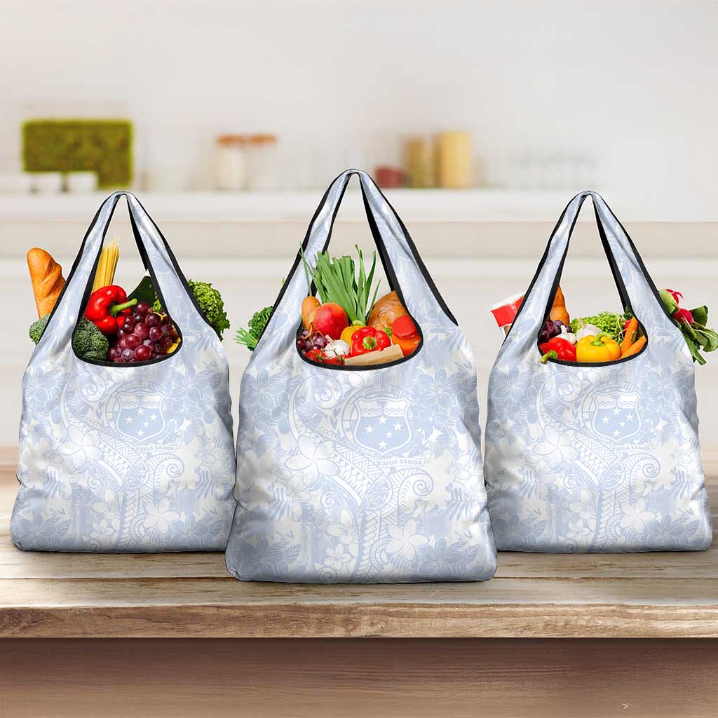 Samoa White Sunday Grocery Bag Plumeria Floral