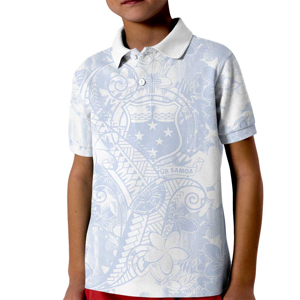 Samoa White Sunday Kid Polo Shirt Plumeria Floral LT01 Kid White - Polynesian Pride