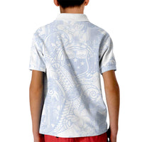 Samoa White Sunday Kid Polo Shirt Plumeria Floral LT01 - Polynesian Pride