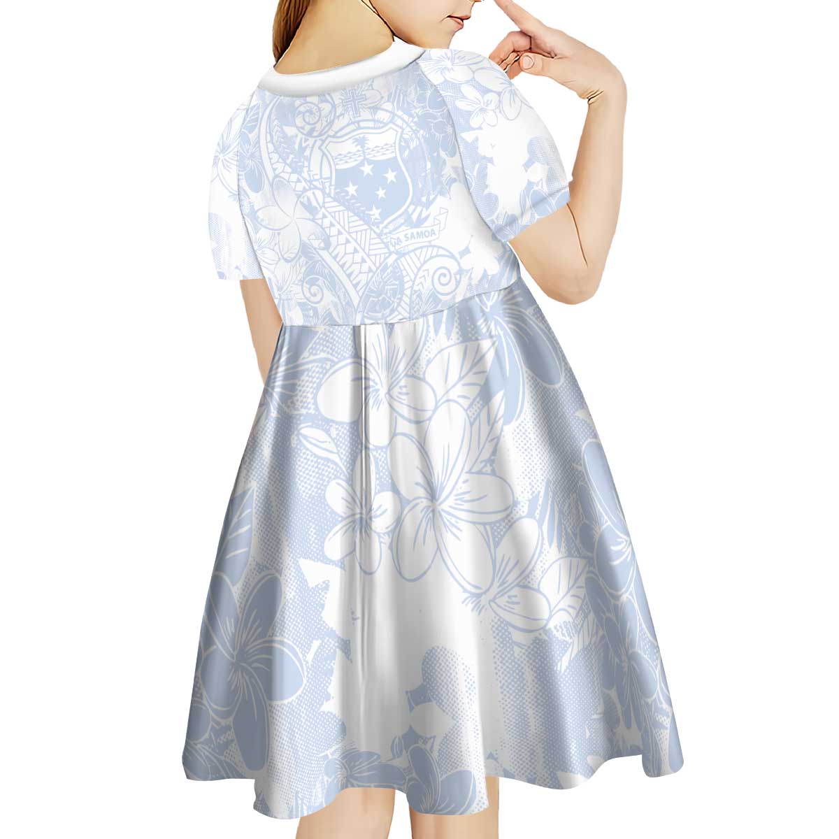 Samoa White Sunday Kid Short Sleeve Dress Plumeria Floral LT01 - Polynesian Pride
