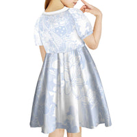 Samoa White Sunday Kid Short Sleeve Dress Plumeria Floral LT01 - Polynesian Pride