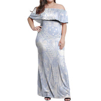 Samoa White Sunday Off Shoulder Maxi Dress Plumeria Floral LT01 Women White - Polynesian Pride