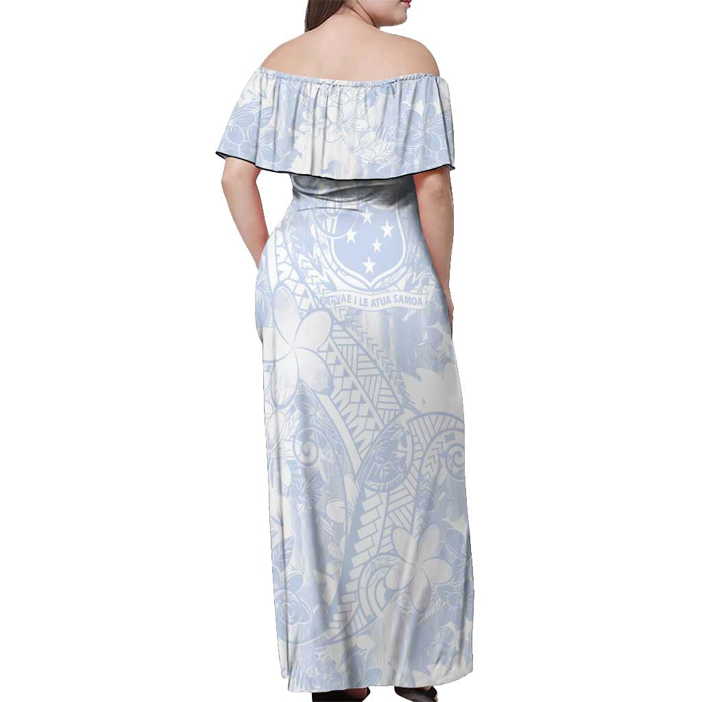 Samoa White Sunday Off Shoulder Maxi Dress Plumeria Floral LT01 - Polynesian Pride