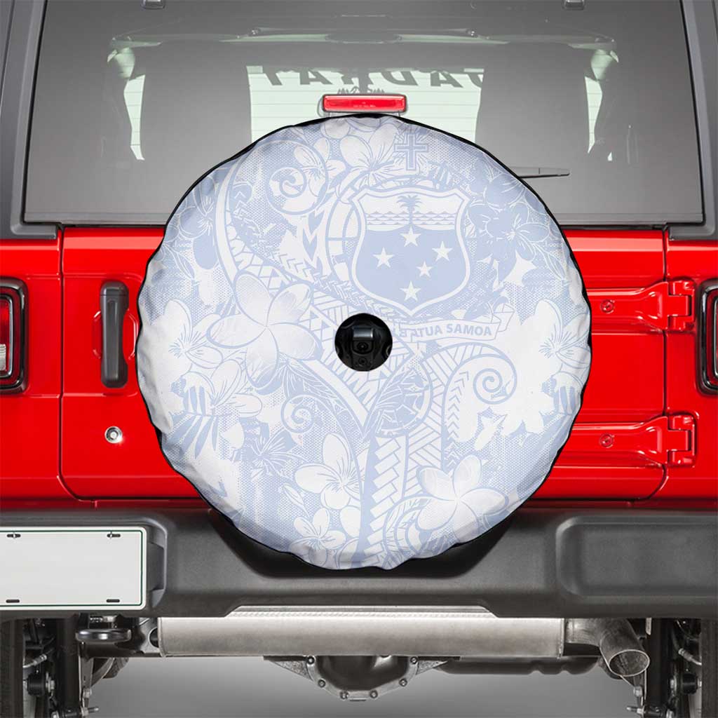 Samoa White Sunday Spare Tire Cover Plumeria Floral LT01 - Polynesian Pride
