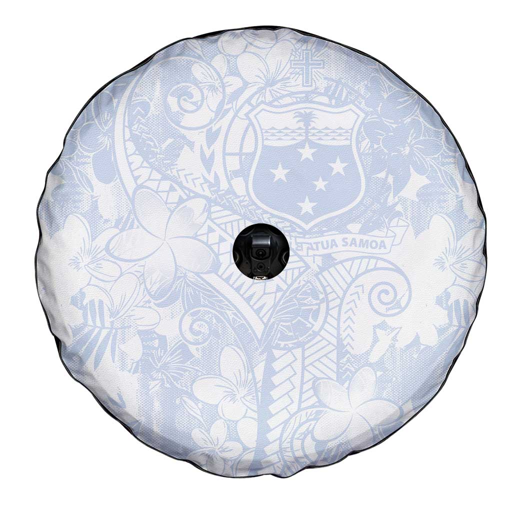 Samoa White Sunday Spare Tire Cover Plumeria Floral LT01 - Polynesian Pride