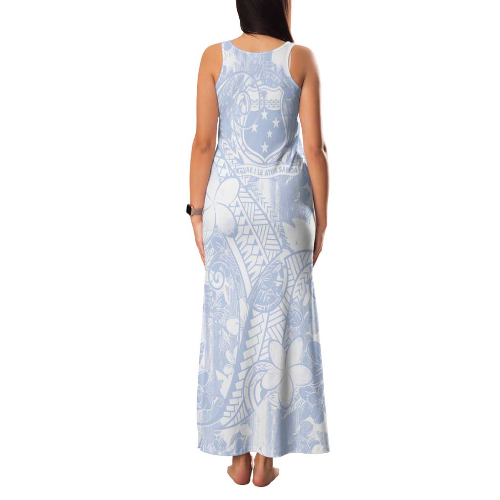 Samoa White Sunday Tank Maxi Dress Plumeria Floral LT01 - Polynesian Pride
