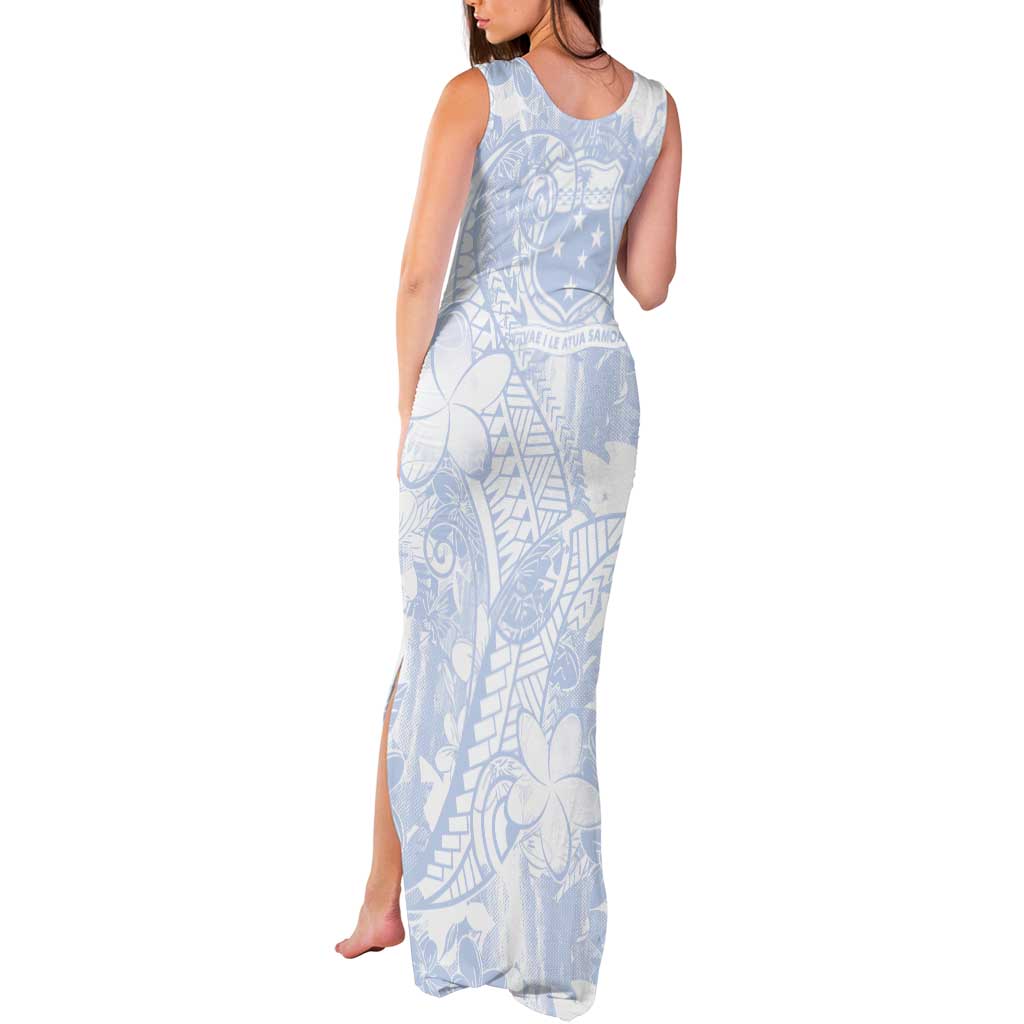 Samoa White Sunday Tank Maxi Dress Plumeria Floral LT01 - Polynesian Pride