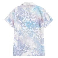 Samoa White Sunday Family Matching Off The Shoulder Long Sleeve Dress and Hawaiian Shirt Sweet Pastel Plumeria Floral LT01 - Polynesian Pride