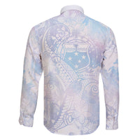 Samoa White Sunday Family Matching Off The Shoulder Long Sleeve Dress and Hawaiian Shirt Sweet Pastel Plumeria Floral LT01 - Polynesian Pride