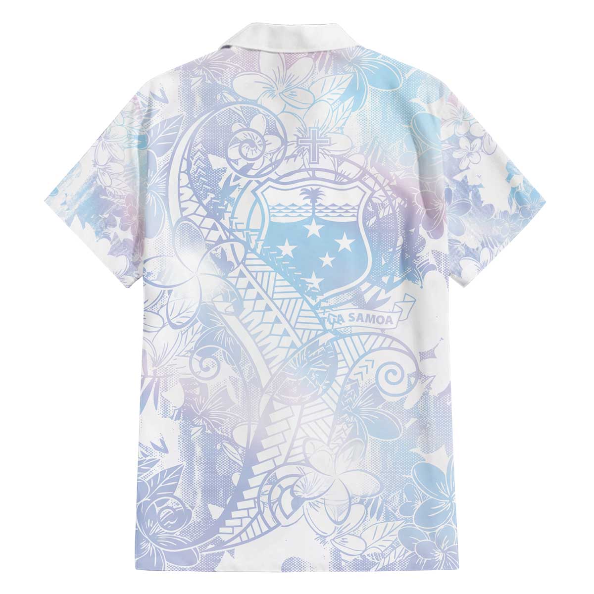 Samoa White Sunday Family Matching Off Shoulder Short Dress and Hawaiian Shirt Sweet Pastel Plumeria Floral LT01 - Polynesian Pride