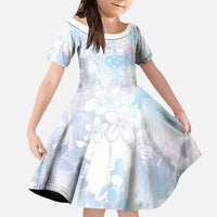 Samoa White Sunday Family Matching Puletasi and Hawaiian Shirt Sweet Pastel Plumeria Floral LT01 Daughter's Dress White - Polynesian Pride