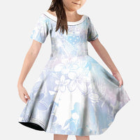 Samoa White Sunday Family Matching Summer Maxi Dress and Hawaiian Shirt Sweet Pastel Plumeria Floral LT01 Daughter's Dress White - Polynesian Pride