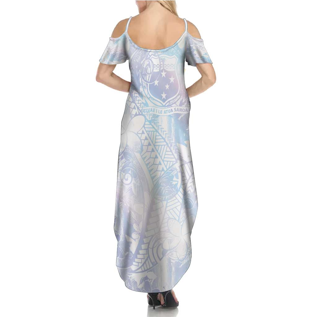 Samoa White Sunday Family Matching Summer Maxi Dress and Hawaiian Shirt Sweet Pastel Plumeria Floral LT01 - Polynesian Pride