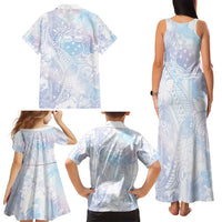 Samoa White Sunday Family Matching Tank Maxi Dress and Hawaiian Shirt Sweet Pastel Plumeria Floral LT01 - Polynesian Pride