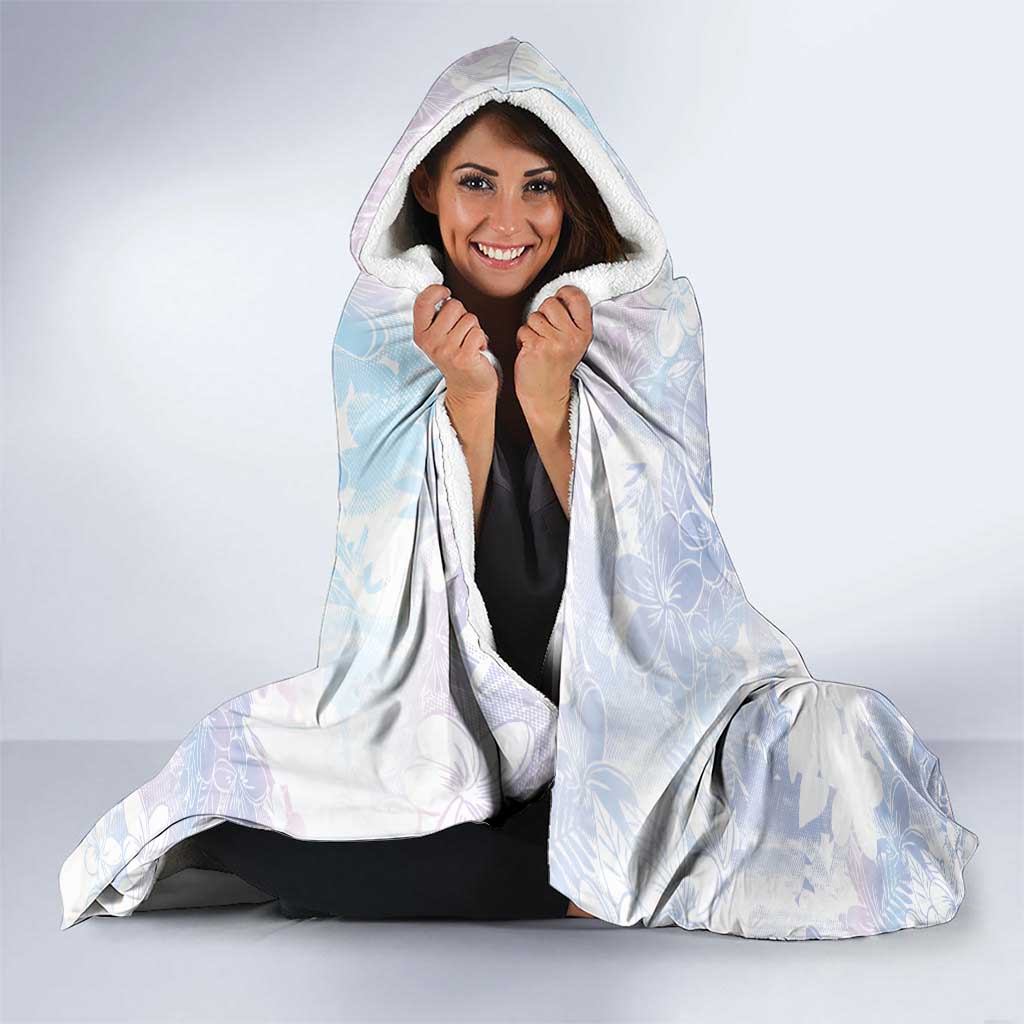 Samoa White Sunday Hooded Blanket Sweet Pastel Plumeria Floral