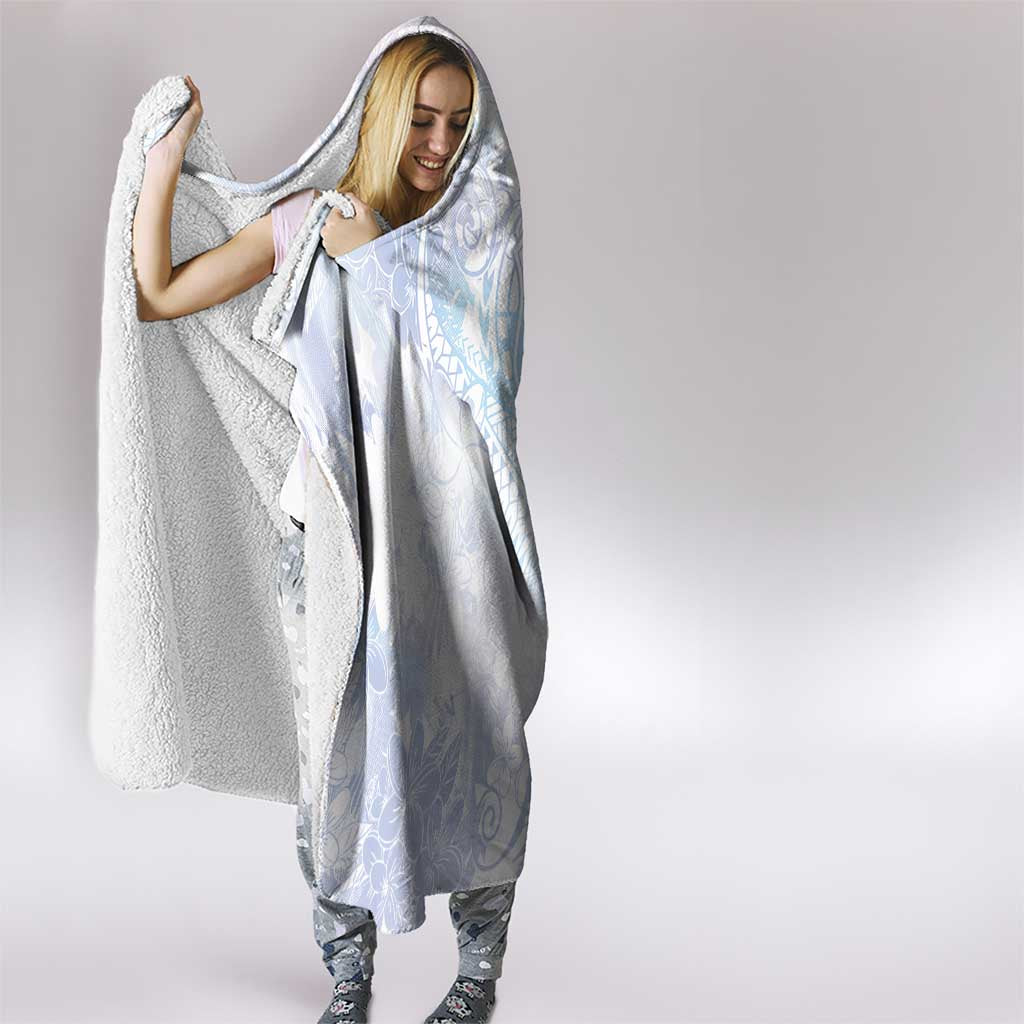 Samoa White Sunday Hooded Blanket Sweet Pastel Plumeria Floral