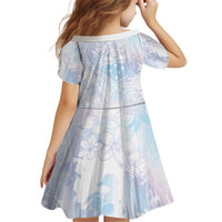 Samoa White Sunday Kid Short Sleeve Dress Sweet Pastel Plumeria Floral