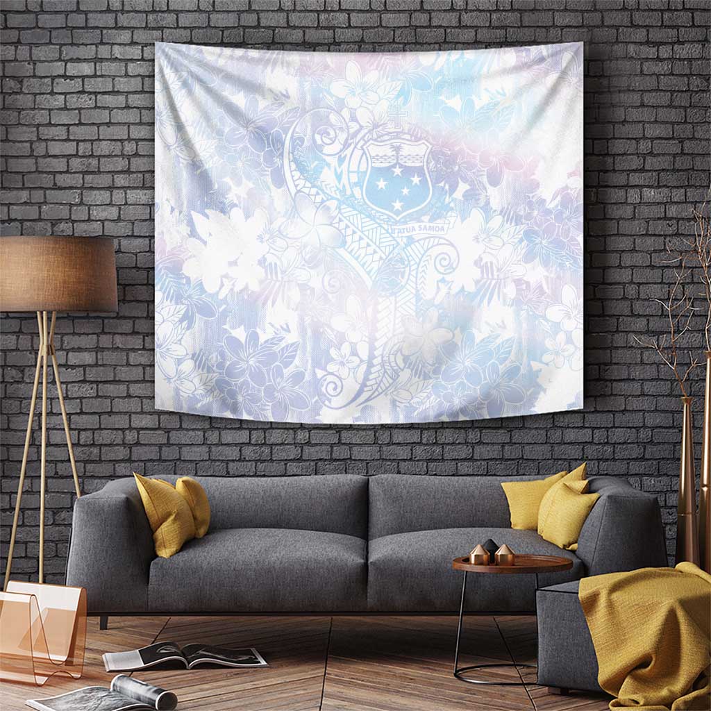 Samoa White Sunday Tapestry Sweet Pastel Plumeria Floral