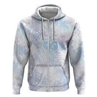 Samoa White Sunday Zip Hoodie Sweet Pastel Plumeria Floral LT01 Zip Hoodie White - Polynesian Pride