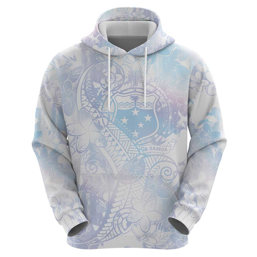 Samoa White Sunday Zip Hoodie Sweet Pastel Plumeria Floral LT01 - Polynesian Pride