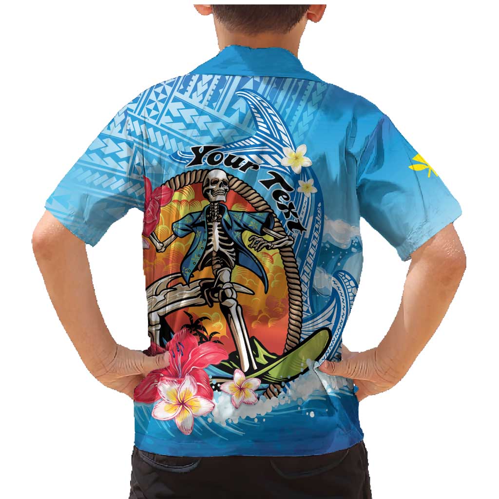 Personalized Aloha Hawaii Skeleton Surfing Family Matching Mermaid Dress and Hawaiian Shirt Tribal Shark Plumeria LT01 - Polynesian Pride