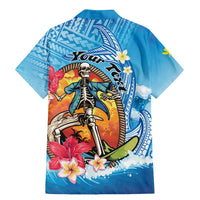 Personalized Aloha Hawaii Skeleton Surfing Family Matching Mermaid Dress and Hawaiian Shirt Tribal Shark Plumeria LT01 - Polynesian Pride