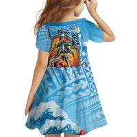 Personalized Aloha Hawaii Skeleton Surfing Family Matching Off The Shoulder Long Sleeve Dress and Hawaiian Shirt Tribal Shark Plumeria LT01 - Polynesian Pride