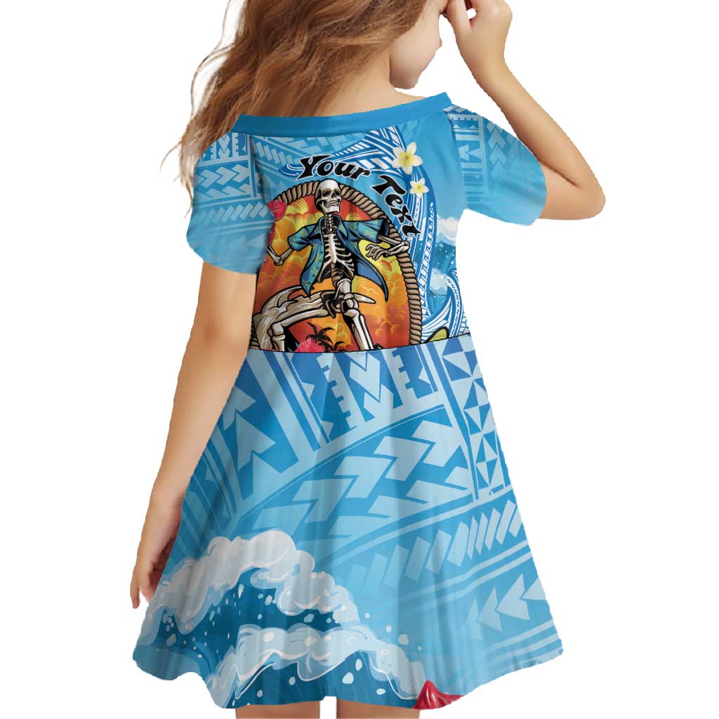 Personalized Aloha Hawaii Skeleton Surfing Family Matching Off Shoulder Maxi Dress and Hawaiian Shirt Tribal Shark Plumeria LT01 - Polynesian Pride