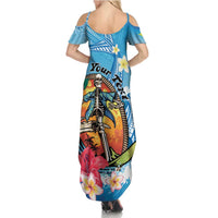 Personalized Aloha Hawaii Skeleton Surfing Family Matching Summer Maxi Dress and Hawaiian Shirt Tribal Shark Plumeria LT01 - Polynesian Pride