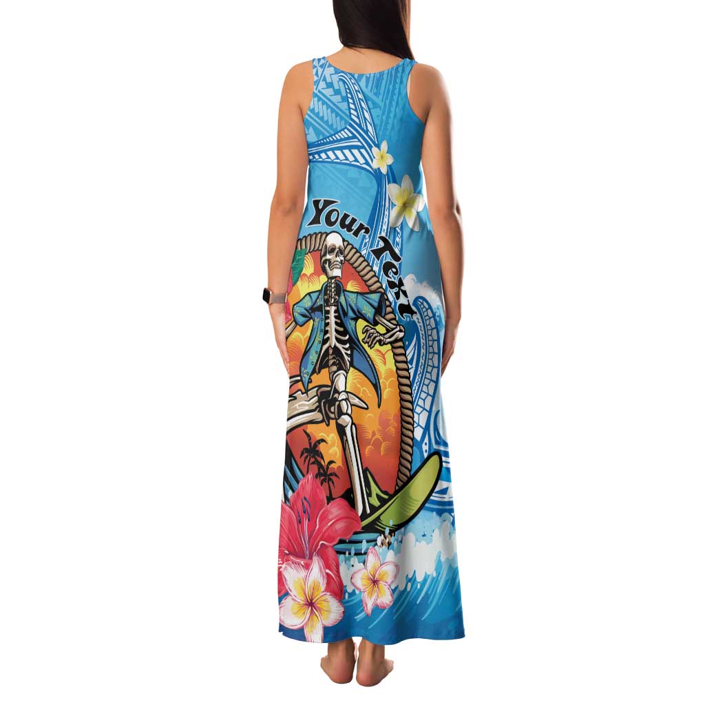 Personalized Aloha Hawaii Skeleton Surfing Family Matching Tank Maxi Dress and Hawaiian Shirt Tribal Shark Plumeria LT01 - Polynesian Pride