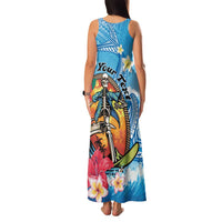 Personalized Aloha Hawaii Skeleton Surfing Family Matching Tank Maxi Dress and Hawaiian Shirt Tribal Shark Plumeria LT01 - Polynesian Pride