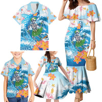 Personalized Hawaii Hula Girl Skeleton Dancing Family Matching Mermaid Dress and Hawaiian Shirt Hibiscus Tribal Shark LT01 - Polynesian Pride