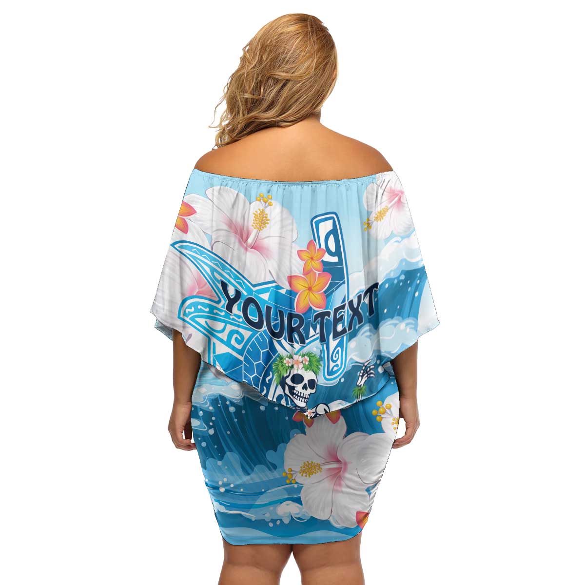 Personalized Hawaii Hula Girl Skeleton Dancing Family Matching Off Shoulder Short Dress and Hawaiian Shirt Hibiscus Tribal Shark LT01 - Polynesian Pride