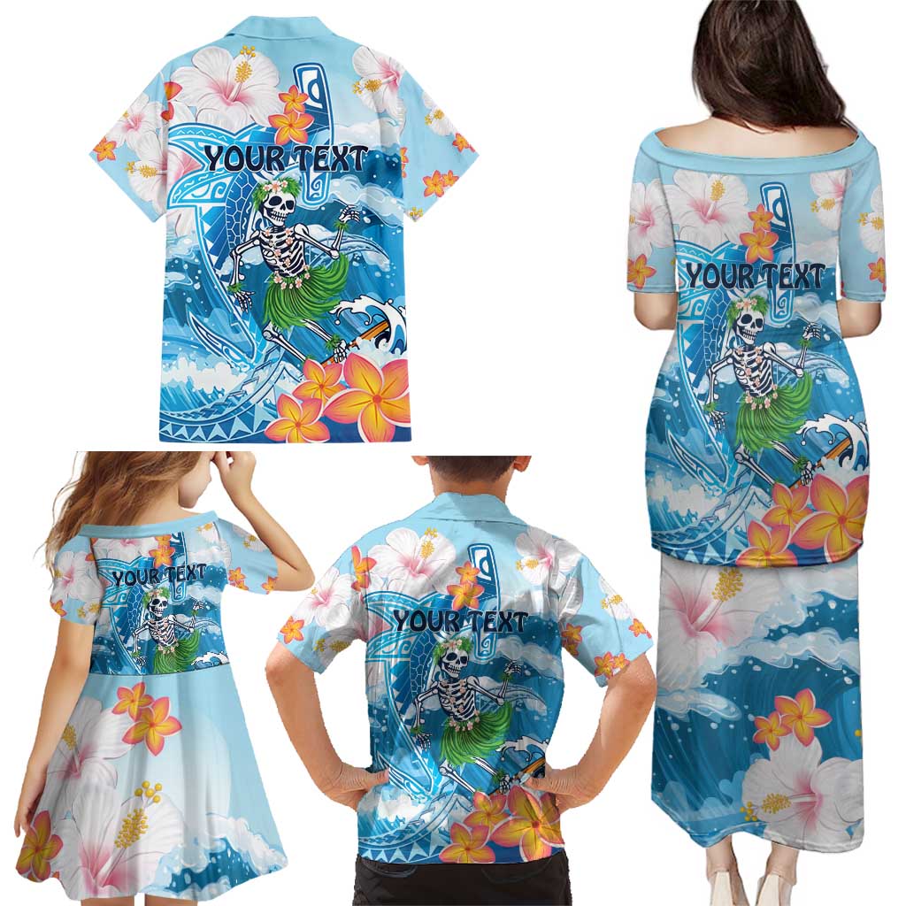 Personalized Hawaii Hula Girl Skeleton Dancing Family Matching Puletasi and Hawaiian Shirt Hibiscus Tribal Shark LT01 - Polynesian Pride