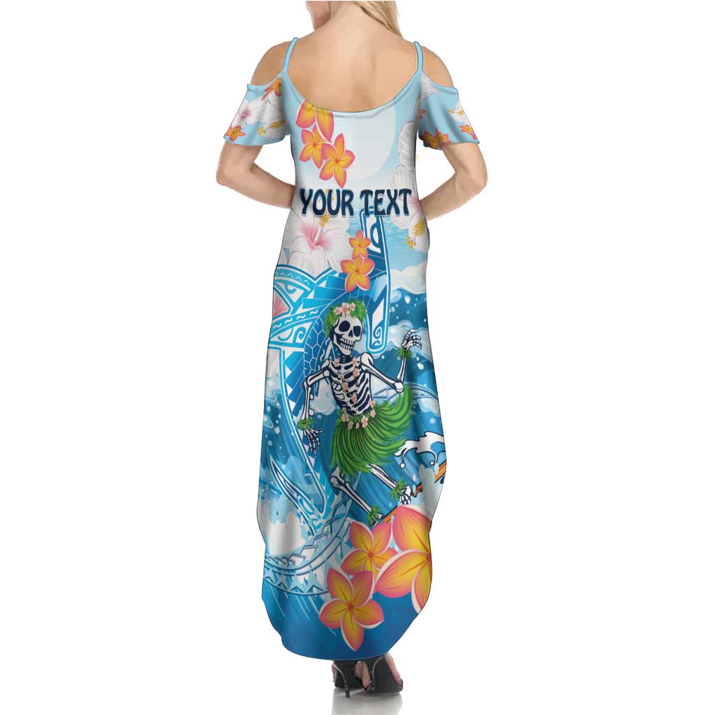 Personalized Hawaii Hula Girl Skeleton Dancing Summer Maxi Dress Hibiscus Tribal Shark LT01 - Polynesian Pride