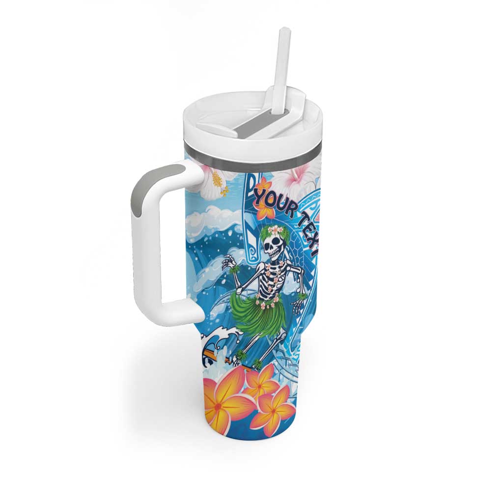 Personalized Hawaii Hula Girl Skeleton Dancing Tumbler With Handle Hibiscus Tribal Shark LT01 - Polynesian Pride