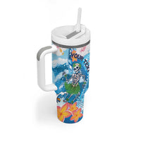 Personalized Hawaii Hula Girl Skeleton Dancing Tumbler With Handle Hibiscus Tribal Shark LT01 - Polynesian Pride